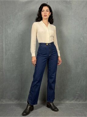 Vintage Fredericks of hollywood High Rise Disco Jeans Womens Size 24x31 Blue